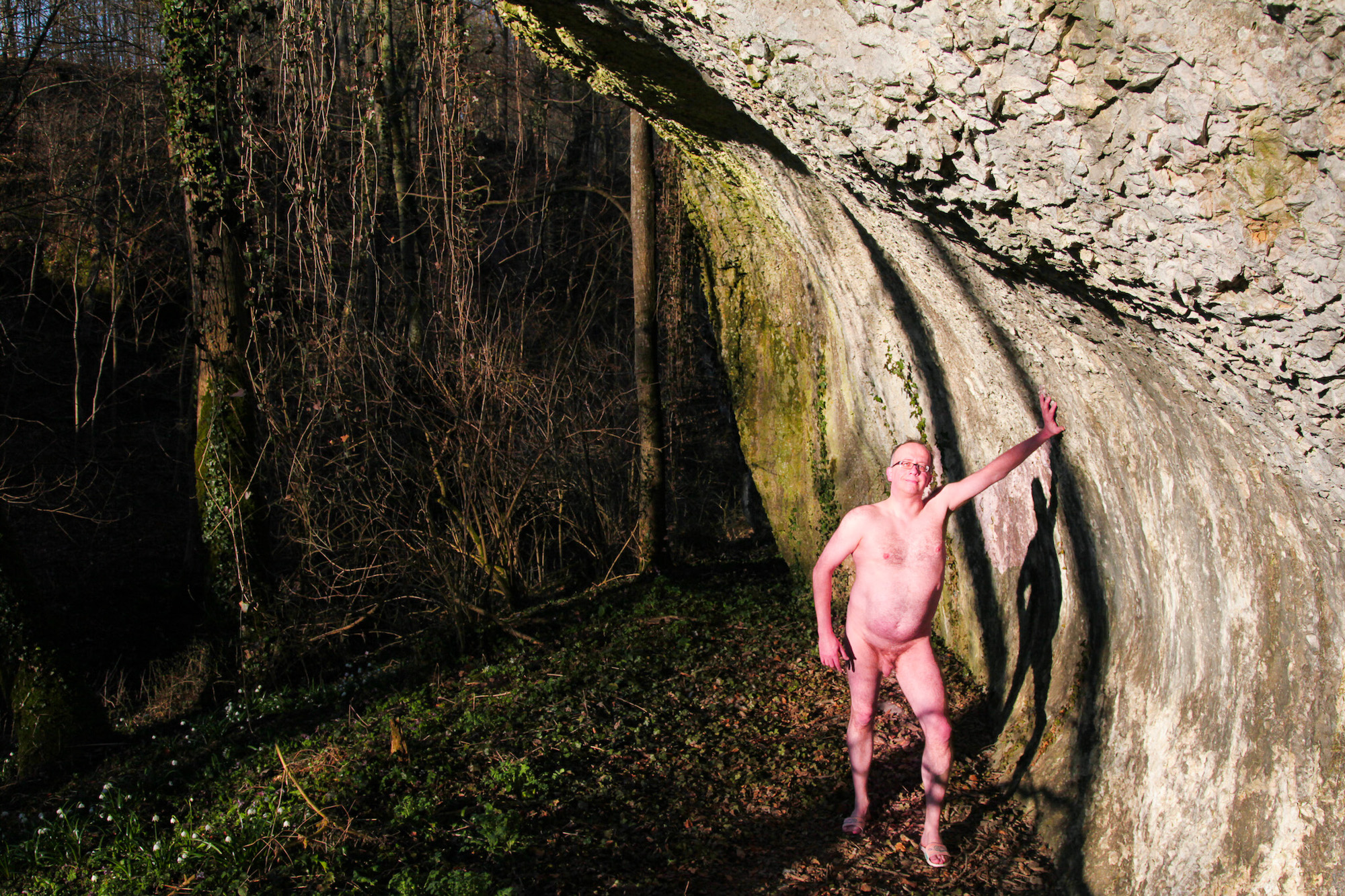 Male nude showing his genitals in Germany
