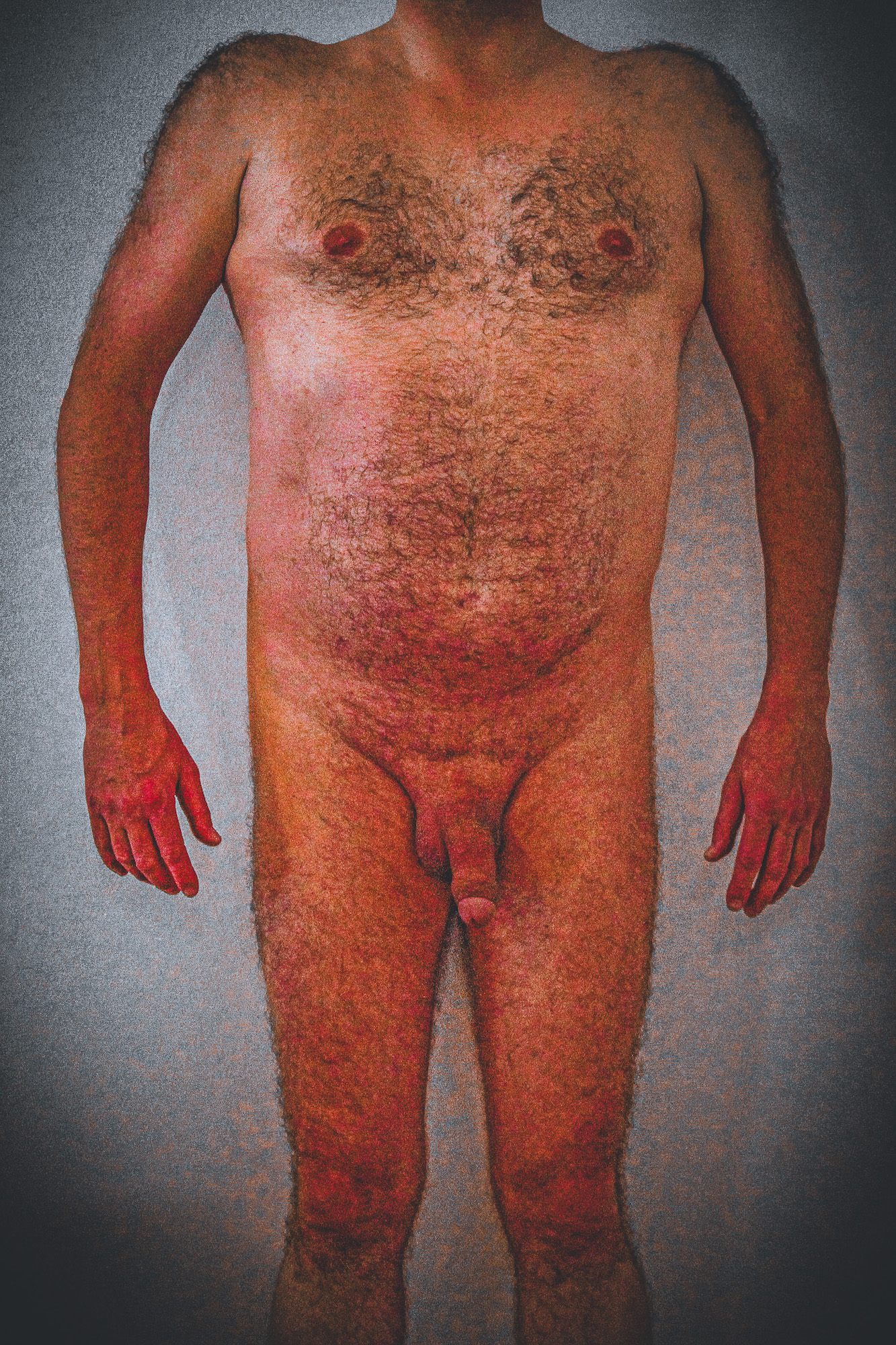 Male nude body showing his shaved genitals